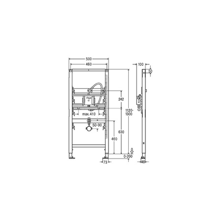 Stelaż podtynkowy do pisuaru VIEGA 856031, 1120 x 500 x 100 mm, regulowana wysokość, ze spłuczką ciśnieniową