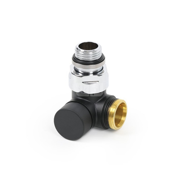 Zawór odcinający 3-osiowy CYLINDER, Lewy, GZ 1/2"-GZ 24-19, Czarny mat, V74210E9005SXmat