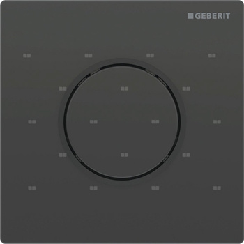 Przycisk uruchamiający Geberit typ 10 do zaworu spłukującego do pisuarów z pneumatycznym uruchamianiem spłukiwania, płyta i przycisk: czarne, pierścień ozdobny: czarny mat