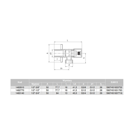 Zawór wodny VALVEX Trangle GZ 1/2'' x GZ 1/2''