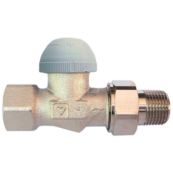 Zawór grzejnikowy termostatyczny HERZ TS-98-V prosty z nastawą wstępną, połączenie 3/8'' (niklowanie)