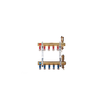 Rozdzielacz hydrauliczny VALVEX Proff K2 MINI-4 mosiądz (ocynk), odgałęzień: 4 (1/2''), do CO + zawory odcinające