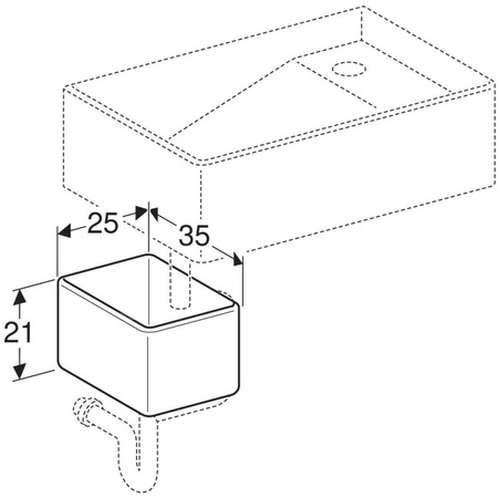 Gipsowy zlew Geberit Publica, dolna część: 25x21x35cm,