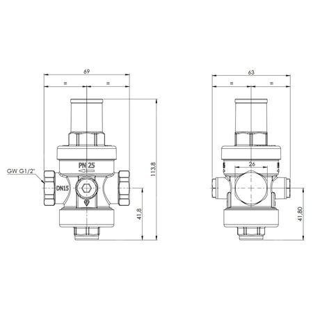 Standardowy reduktor ciśnienia wody BPR 401, GW G1/2'', 1 ÷ 5,5 bar