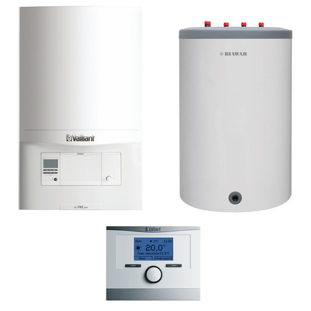 Pakiet - Kocioł gazowy jednofunkcyjny VAILLANT ecoTEC pro VC 146/5-3 kondensacyjny wiszący 5.9-15.3 kW + Czujnik c.w.u. + Regulator multiMATIC 700 + Zasobnik c.w.u Lindo 150L