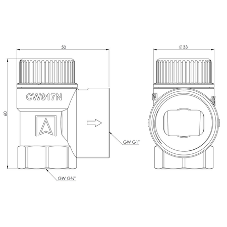 Zawór przelewowy AFRISO MS mosiądz 1,5 bar GW 3/4'' x 1''