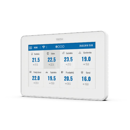 Natynkowy przewodowy panel kontrolny do listwy L-9R (montaż natynkowy, kolorowy wyświetlacz) biały, model M-9t