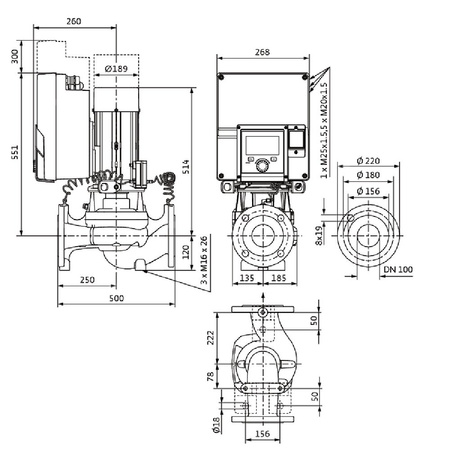 Pompa obiegowa WILO Stratos GIGA 2.0-I 100/1-8/2,2-R1-S1 typu in-line z silnikiem znormalizowanym 50/60 Hz, moc silnika 2.1kW 3.6 A 1440 obr/min, wlot Kołnierz DN 100