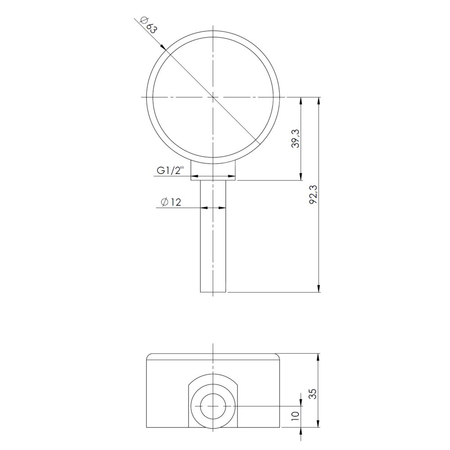 Termometr bimetaliczny AFRISO BiTh fi 63 mm 0…60'C tuleja 63 mm połączenie rad