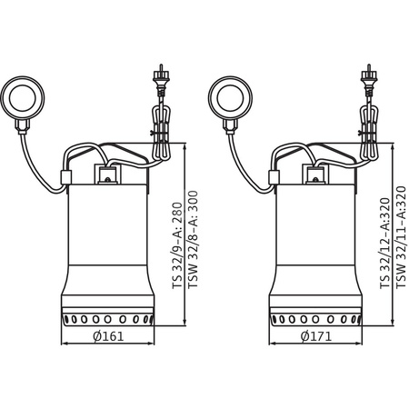 Pompa zanurzeniowa do ścieków WILO Drain TS/TSW 32/9A stal nierdzewna 1x 230V, moc 0.5W 50 Hz, przewód 10m