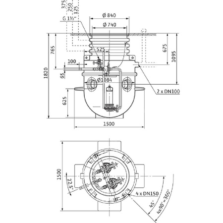 Wilo-DrainLift WS 1100 E/TP 65, PRO V06 studzienka z tworzywa sztucznego do montażu w gruncie