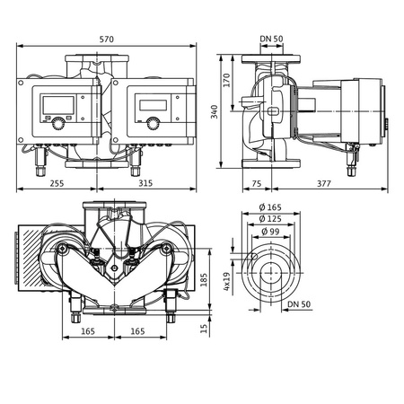 Pompa obiegowa WILO Stratos MAXO-D 50/0,5-16 PN16 1 x 230 V 50/60 Hz, PN 16/16bar