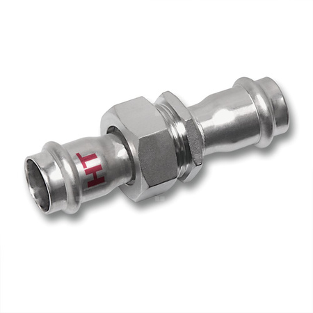 Śrubunek SANHA NiroSan Press Industry trzyczęściowy, stal nierdzewna, 42 mm (zw x zw)