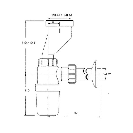 Syfon pisuarowy z przesunięciem 32mm 2"x32mm z uszczelką wargową