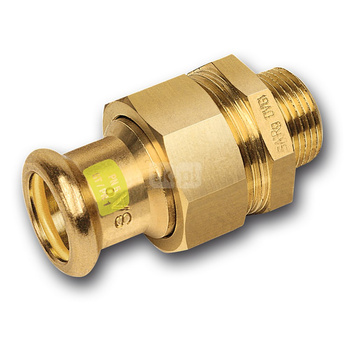 Śrubunek SANHA Press Gas trzyczęściowy, miedź, 22 mm x 3/4'' (zw x GZ)