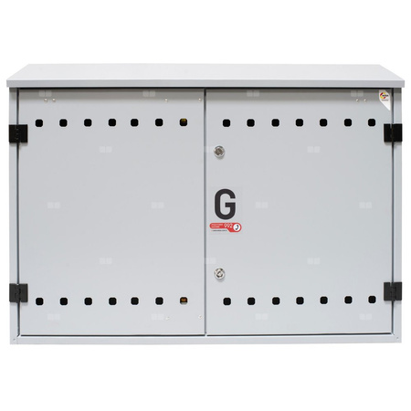 Punkt redukcyjno-pomiarowy na 2 gazomierze G4/G6, w poziomie, w skrzynce metalowej 1050x700x250 -popielaty