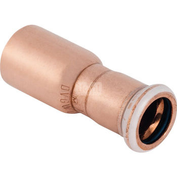 Przedłużka GEBERIT Mapress Kupfer FKM redukcja, Cu, 22 mm, DN 20 x 15 mm x DN 12 (końcówka wciskowa x mufa zaprasowywana) z uszczelką