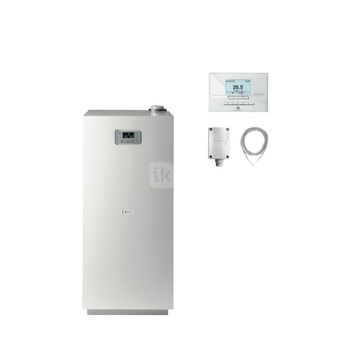 Pakiet - Kocioł gazowy jednofunkcyjny SAUNIER DUVAL Niedźwiedź Condens KKS48 kondensacyjny stojący 15.5-51.5kW + Czujnik temperatury zewnętrznej + Czujnik c.w.u. NTC + Regulator EXACONTROL E7C + Drugie przyłącze powrotu