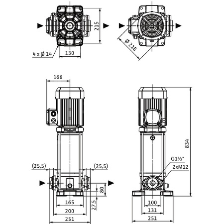 Wilo-Medana CV1-L.1010-1/E/E/160 pionowa wysokociśnieniowa pompa wirowa