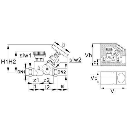 Zawór regulacyjno-pomiarowy COMAP Thermo F, DN 20