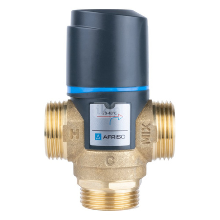 Zawór regulacyjny termostatyczny do wody ciepłej AFRISO ATM 361 mosiądz GZ 1", DN 20, zakres temp. 20...43'C, Kvs 1.6m3/h, max. 90'C, max. 10bar