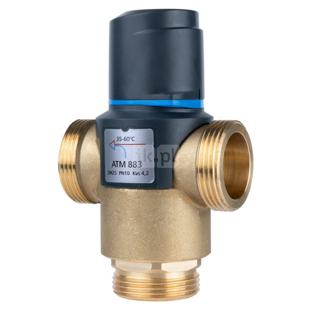 Zawór regulacyjny termostatyczny do wody ciepłej AFRISO ATM 883 mosiądz GZ 1 1/4'', DN 25, zakres temp. 35...60'C, Kvs 4.2m3/h, max. 110'C, max. 10bar