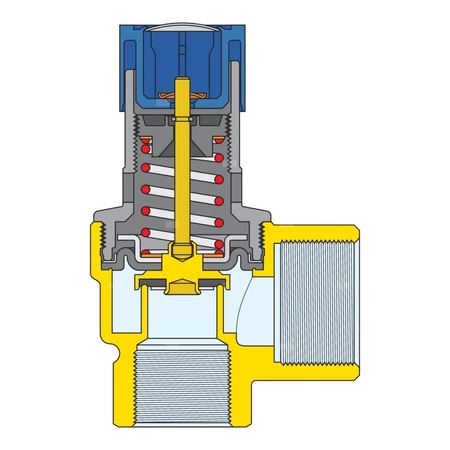 Zawór bezpieczeństwa. Przyłącza z gwintem wewnętrznym 1/2" x 3/4" 6 bar