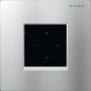 Elektroniczny zawór spłukujący Geberit do pisuaru, zasilanie 230V, Typ 20, chrom mat, easy-to-clean, prostokątny
