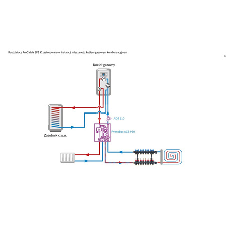 Rozdzielacz do ogrzewania podłogowego AFRISO ProCalida EF1 K 8-obieg. poliamid GZ 1" x Eurocono 3/4" + przepływomierz + zawór napełn/spust