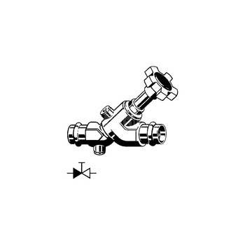 Zawór zam. skośny z zaworem zw 15 brąz / błyszczący