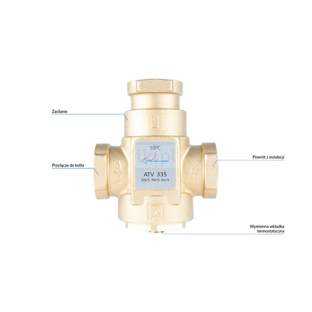 Zawór bezpieczeństwa AFRISO ATV 335 mosiądz GW x GW 1''