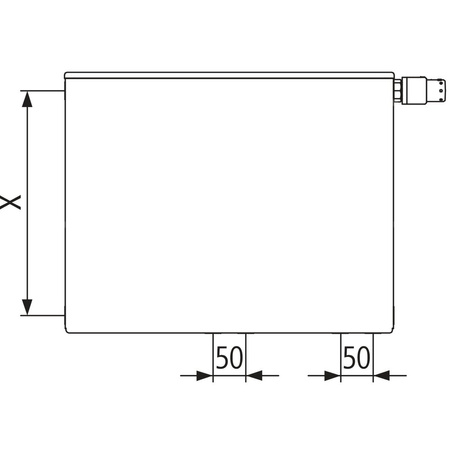 Grzejnik płytowy typ 22 KERMI X2 Plan-Vplus, prawy, z osłoną wym. 605 x 905 mm, kolor biały, moc 1402 W