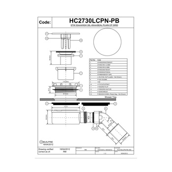 Syfon brodzikowy "niski" wys.60mm z odejściem 40/50mm czyszczony od góry ,pokrywa ABS CHROM 113mm