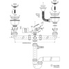 Syfon zlewozmywakowy rurowy podwójny 3,5"X50mm z podłączeniem pralki lub zmywarki, przelew