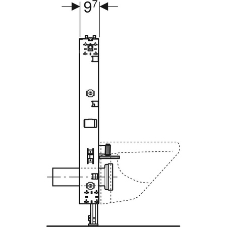 Moduł sanitarny do WC wiszącego GEBERIT Monolith, 1010 mm x 480 mm x 106 mm, regulacja wysokości, front: indywidualizowany, bok: indywidualizowany