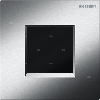 Elektroniczny zawór spłukujący Geberit do pisuaru, zasilanie bateryjne, Typ 20, chrom szczotk.-chrom bł., prostokątny