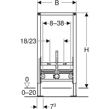Stelaż podtynkowy do bidetu GEBERIT Duofix, 980 x 500 x 100 mm, regulacja wysokości