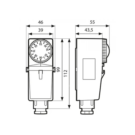 Czujnik temperatury HVAC AFRISO BRC (nastawa zewnętrzna) poł. potrójne, zakres pom. 20-90'C