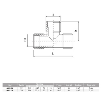 Trójnik VALVEX V-Pex mosiądz 1/2'' GZ
