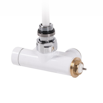 Zawór termostatyczny kątowy z rurką zanurzeniową 50 oś CYLINDER, Lewy, GZ 1/2"-GZ 3/4" , Biały, ( V86210EDX)
