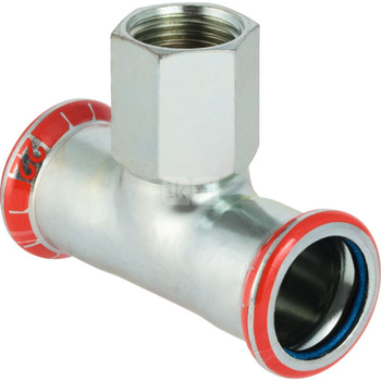 Trójnik GEBERIT Mapress C-Stahl FKM przejściowy 90' stal (ocynk) 42 mm x 3/4'' x 42 mm (mufa zaciskowa x GW x mufa zaciskowa)