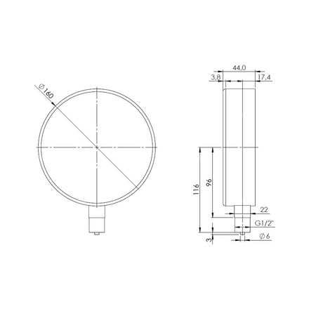 Ciśnieniomierz różnicowy AFRISO KP D401 -10/0 mbar mosiądz G1/2B radialne fi 160, kl. 1.6%