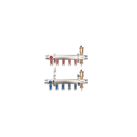 Rozdzielacz hydrauliczny VALVEX Base K2MINI-2 stal niedzewna, odgałęzień: 2 (1/2''), do CO + zawory odcinające