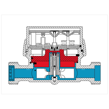 Wodomierz jednostrumieniowy suchobieżny antymagnetyczny, typu GSD8-I DN 20 Q3=4,0 m3/h R160/50, Tmax: 50st.C, L=130 mm