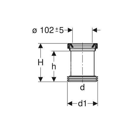 Uszczelka gumowa Geberit: d=80–100mm, d min.=80mm, d maks.=100mm, d1=122mm