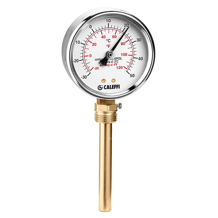 Termometr do instalacji chłodniczych. Przyłącze dolne 1/2", 100 mm, -30-50  st. C