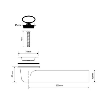 Spust zlewozmywakowy 11/2"x70mm z odejściem poziomym 40mm