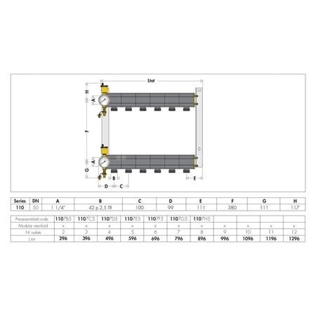 Kompletny rozdzielacz geotermalny O11/4" X 2 obwody