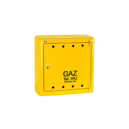 Punkt redukcyjno-pomiarowy na 2 gazomierze G4, w skrzynce z laminatu 600x600x250 - żółty