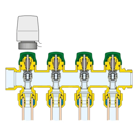 DYNAMICAL - Zespół rozdzielaczy 1" x 9 wyjść, 3/4" M